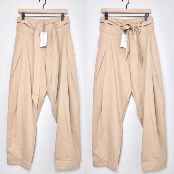 NWT Divine Heritage High Waisted Paperbag Tapered Pant S Khaki Belted REVOLVE - Picture 3 of 8